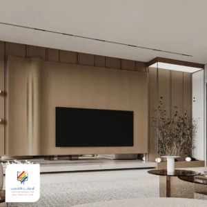 ديكور شاشة بسيط خشب بجدة